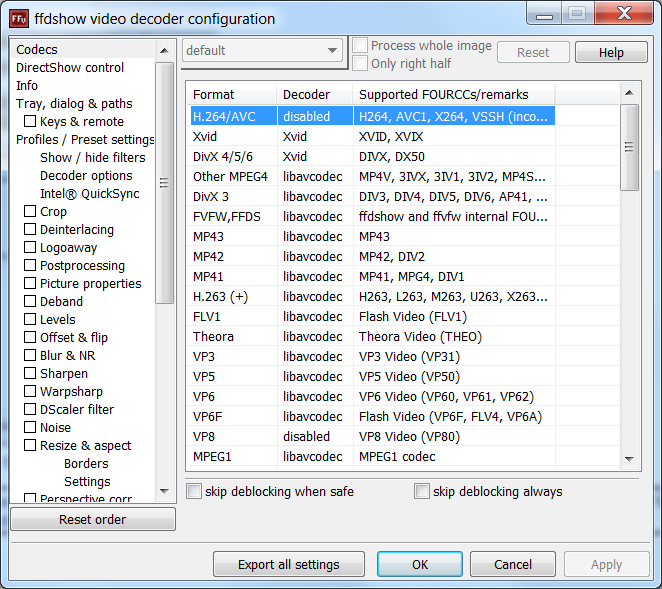 ffdshow_H264disabled